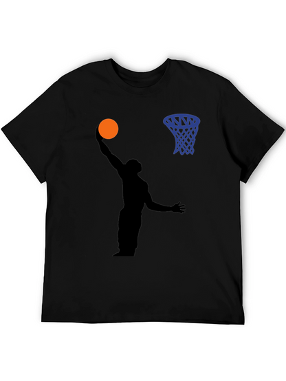 Basketball Silhouette Graphic Print Tee - Black