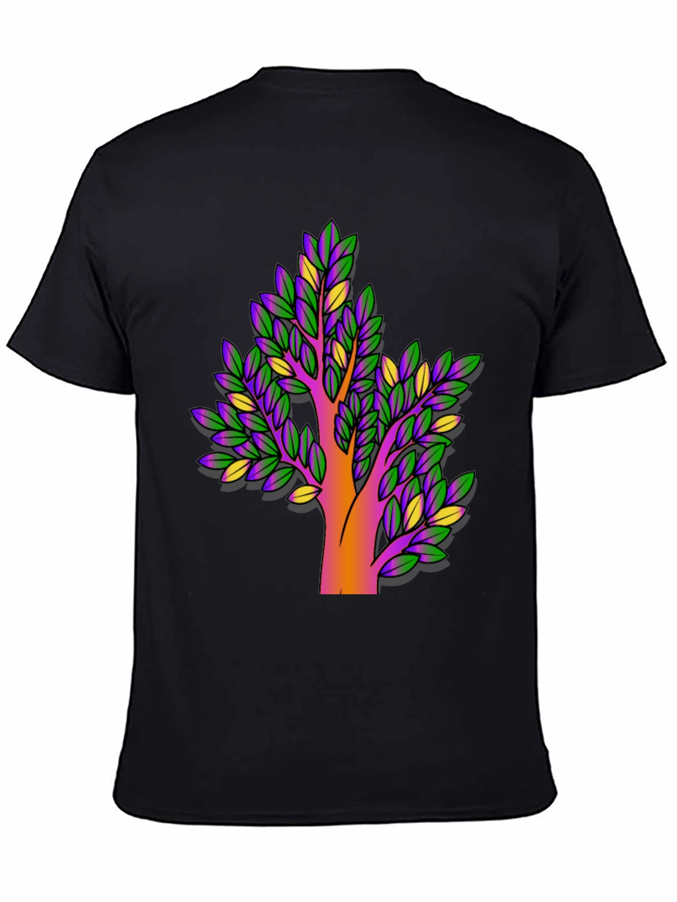 Vibrant Tree Graphic Black T-Shirt