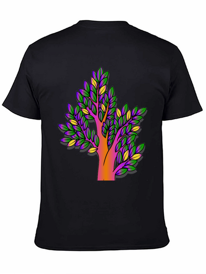 Vibrant Tree Graphic Black T-Shirt
