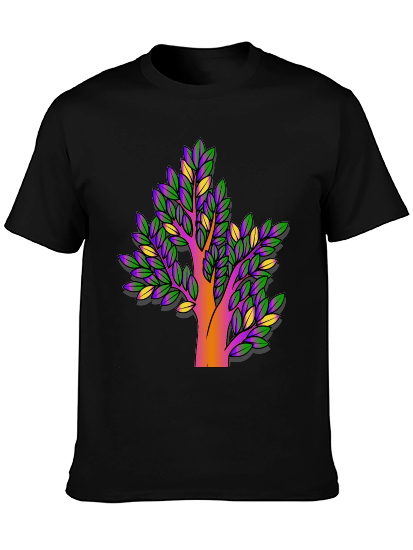 Vibrant Tree Graphic Black T-Shirt