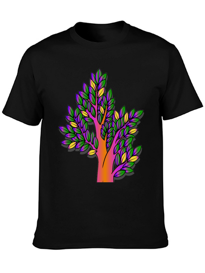 Vibrant Tree Graphic Black T-Shirt