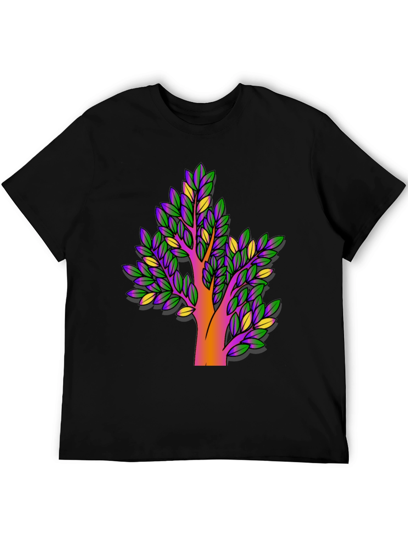 Vibrant Tree Graphic Black T-Shirt