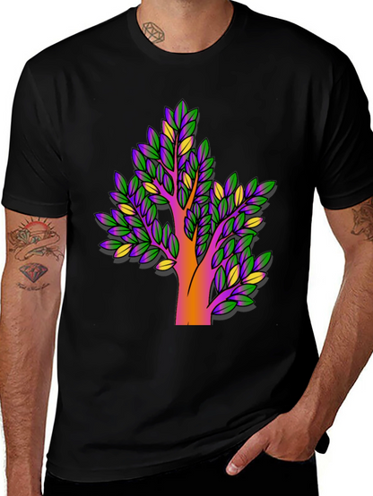 Vibrant Tree Graphic Black T-Shirt