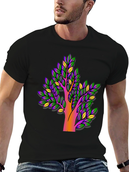 Vibrant Tree Graphic Black T-Shirt