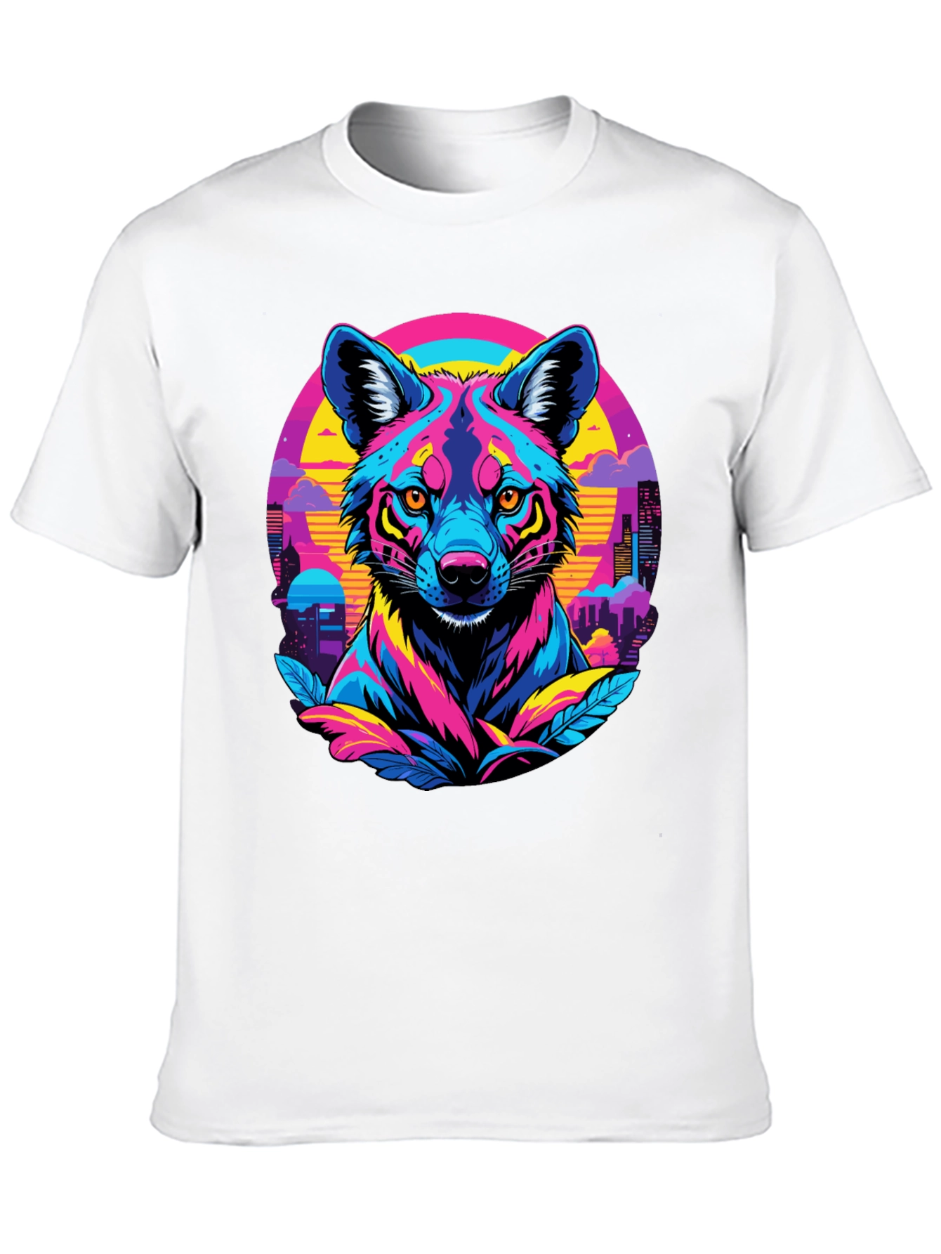 Vibrant Cyberpunk Wolf T-Shirt