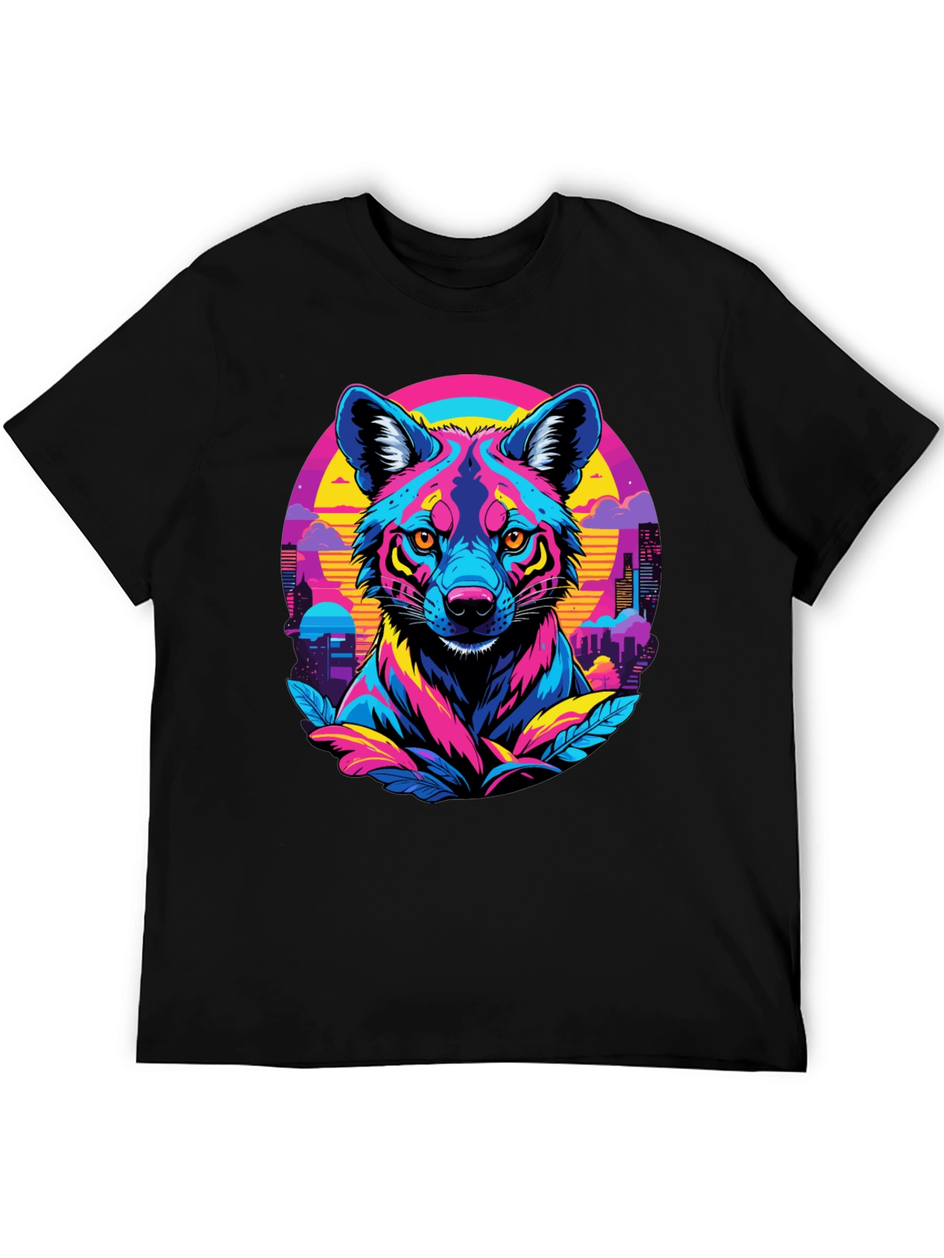 Vibrant Cyberpunk Wolf T-Shirt