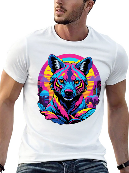 Vibrant Cyberpunk Wolf T-Shirt