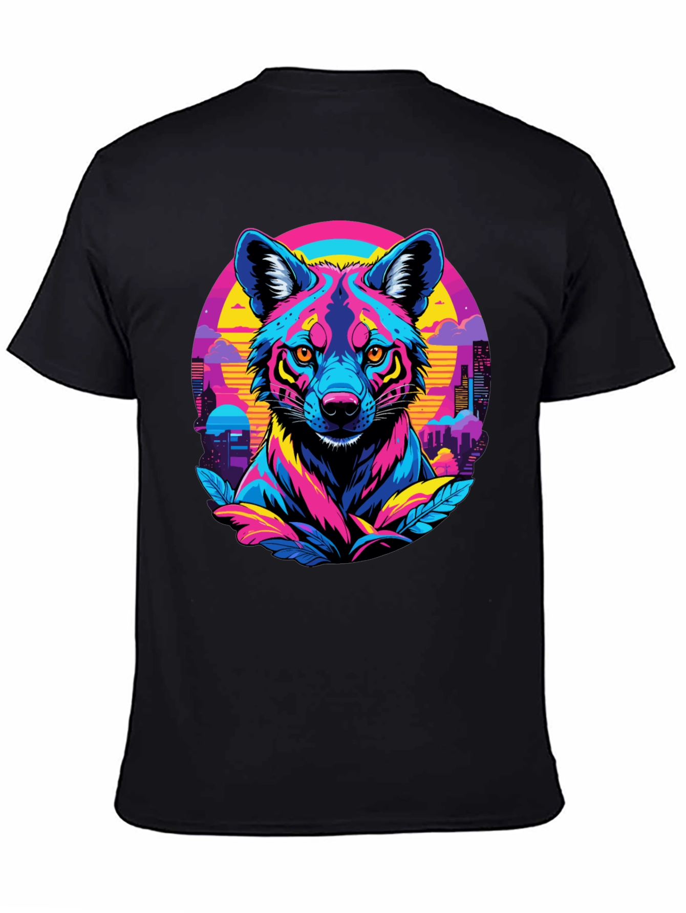 Vibrant Cyberpunk Wolf T-Shirt