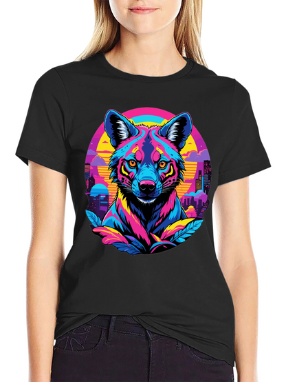 Vibrant Cyberpunk Wolf T-Shirt