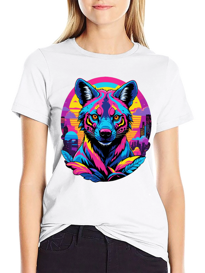 Vibrant Cyberpunk Wolf T-Shirt