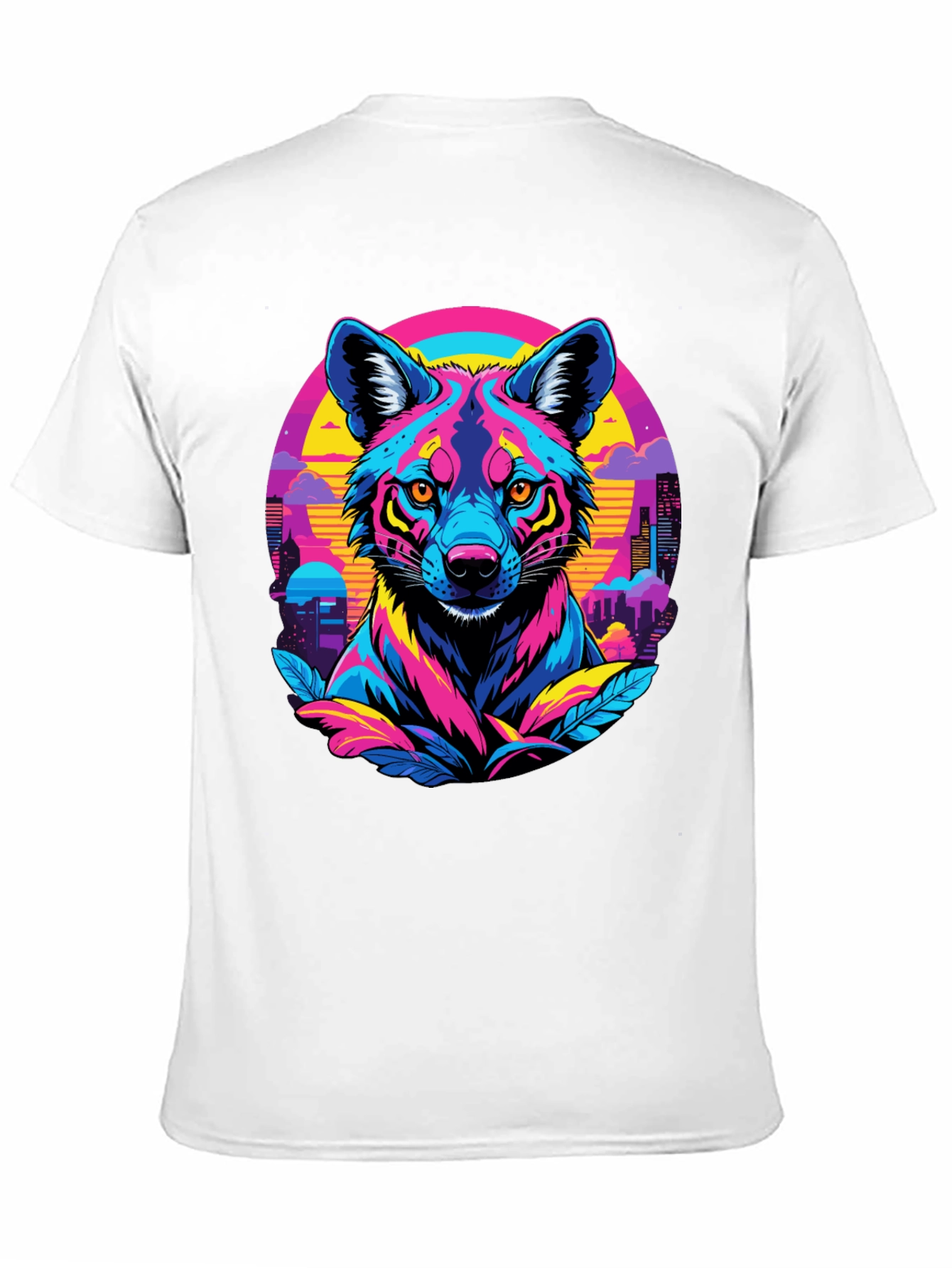 Vibrant Cyberpunk Wolf T-Shirt