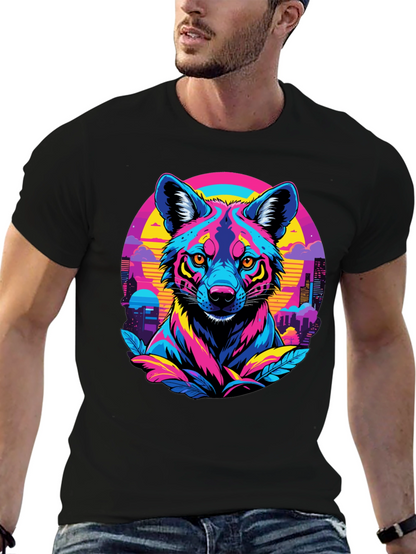 Vibrant Cyberpunk Wolf T-Shirt
