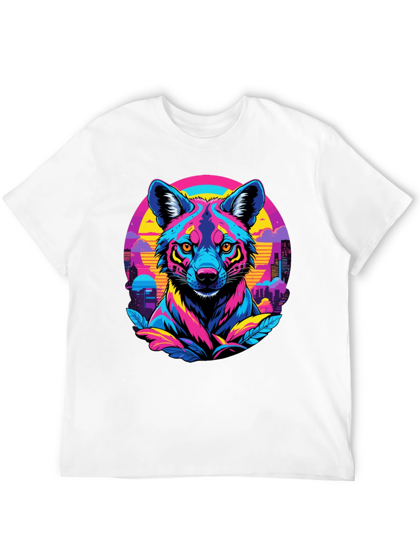 Vibrant Cyberpunk Wolf T-Shirt