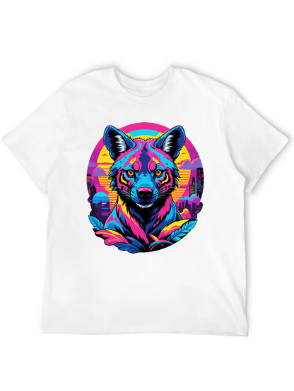Vibrant Cyberpunk Wolf T-Shirt
