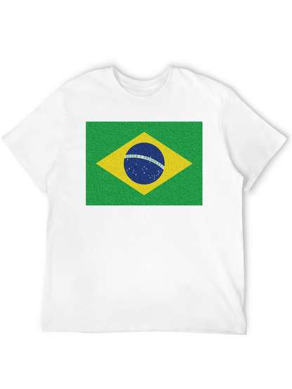 Brazil Flag Graphic Tee - Black Cotton T-Shirt