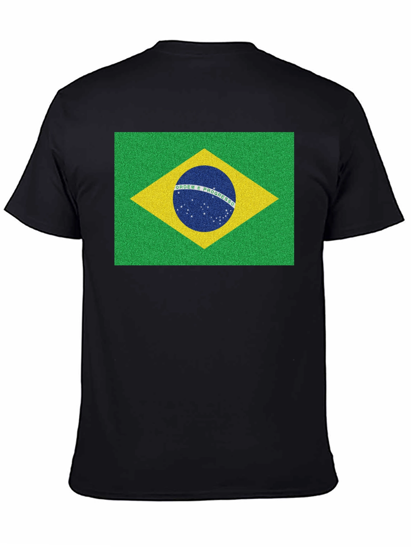Brazil Flag Graphic Tee - Black Cotton T-Shirt