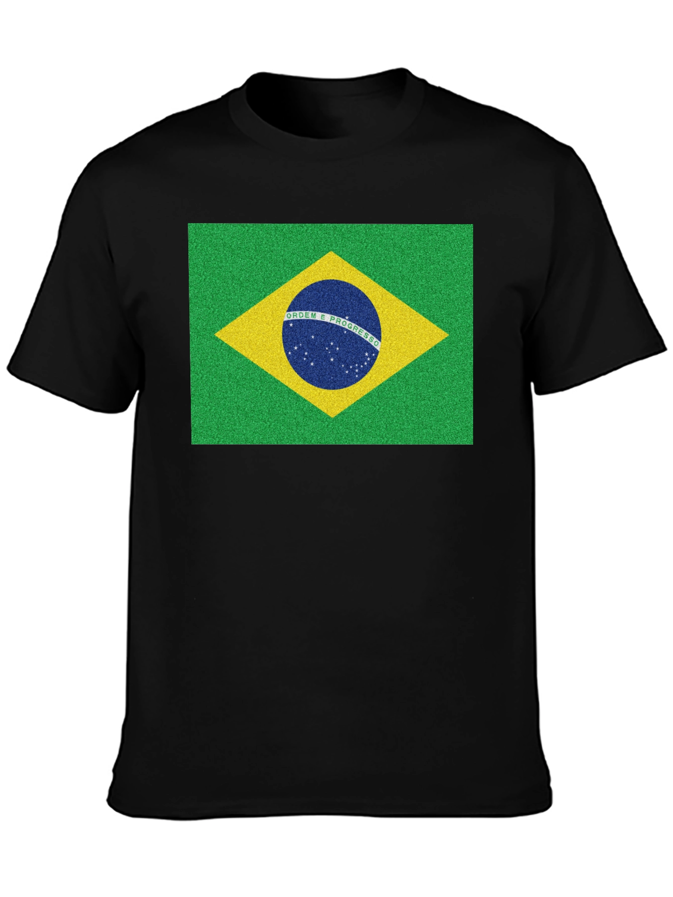 Brazil Flag Graphic Tee - Black Cotton T-Shirt