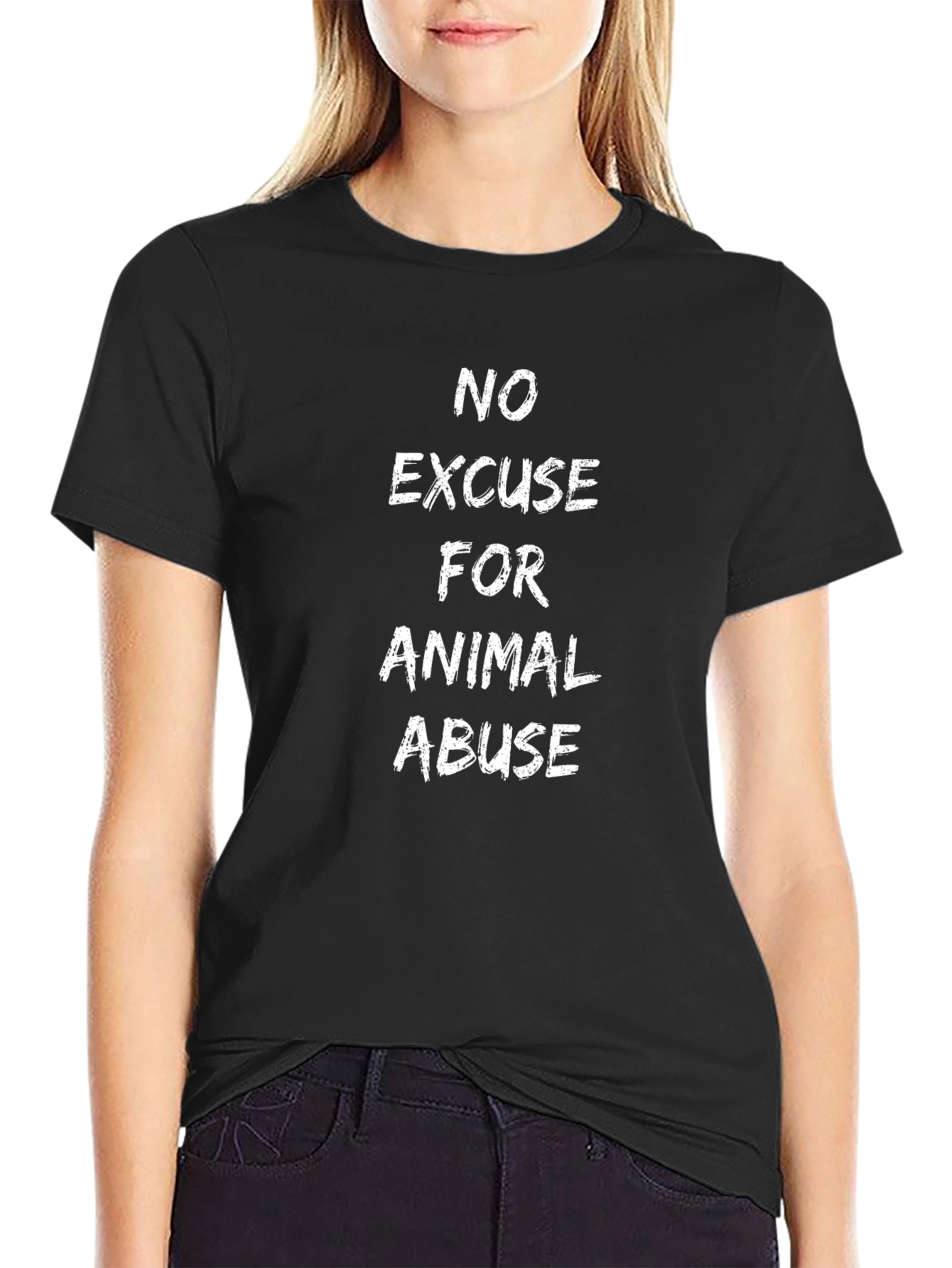 No Excuse for Animal Abuse Black T-Shirt