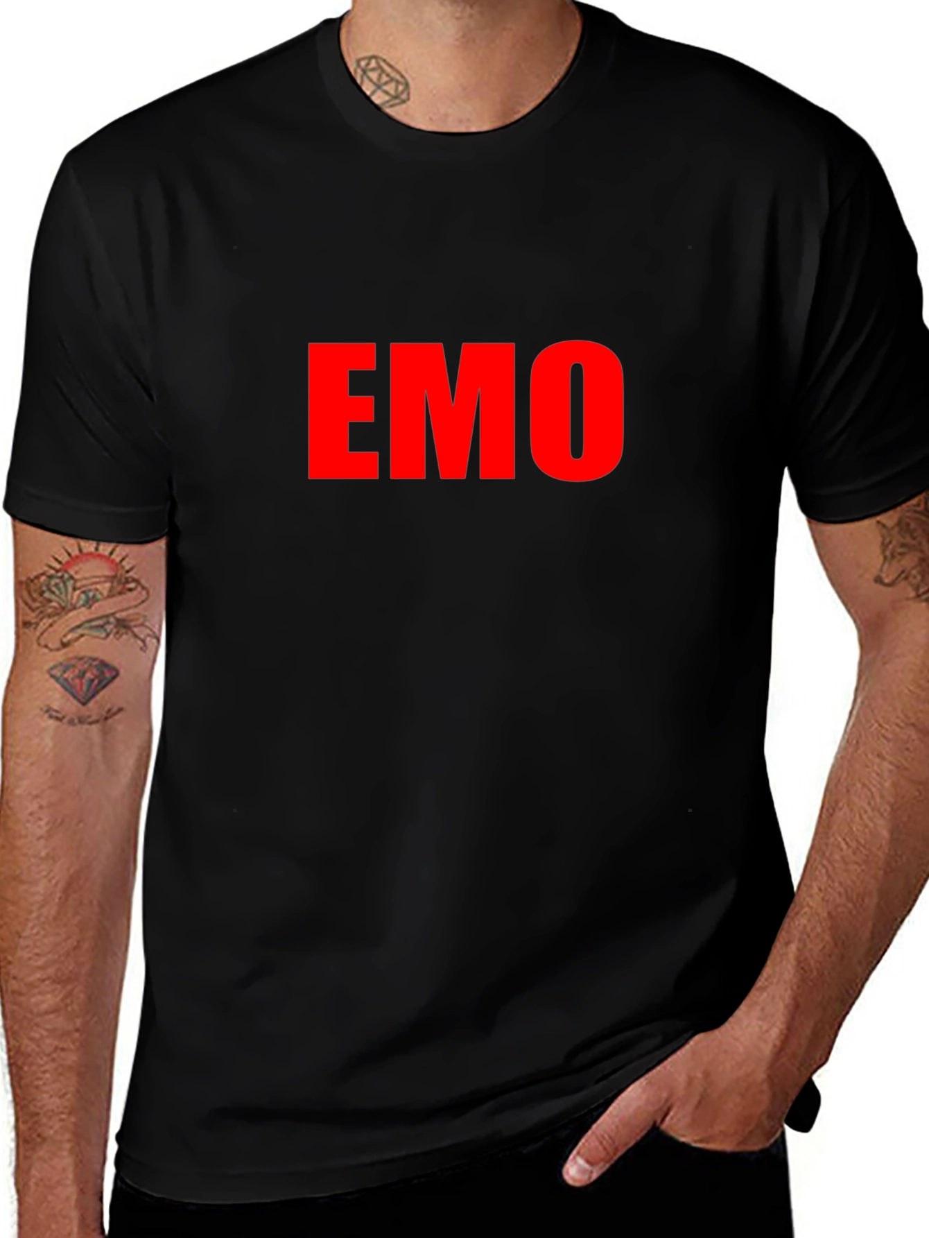 Emo Tee - Red Lettering Black T-Shirt