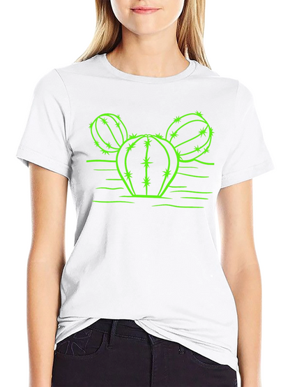 Cactus Graphic T-Shirt - Neon Green Design on Black