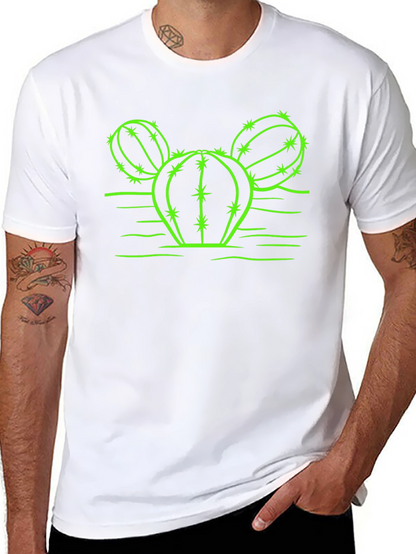Cactus Graphic T-Shirt - Neon Green Design on Black