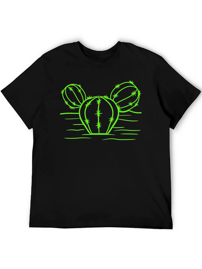 Cactus Graphic T-Shirt - Neon Green Design on Black