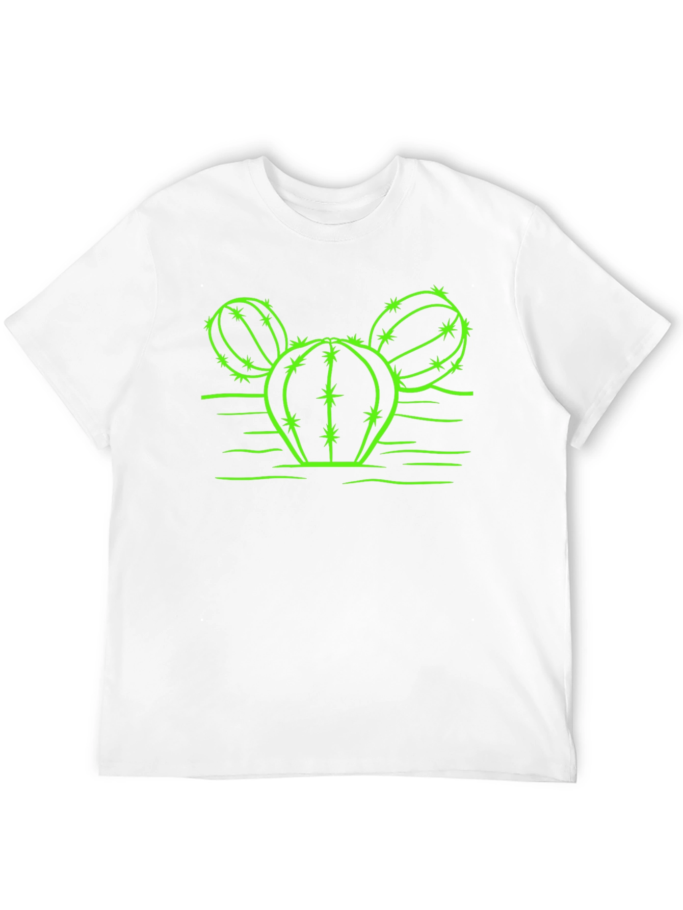 Cactus Graphic T-Shirt - Neon Green Design on Black