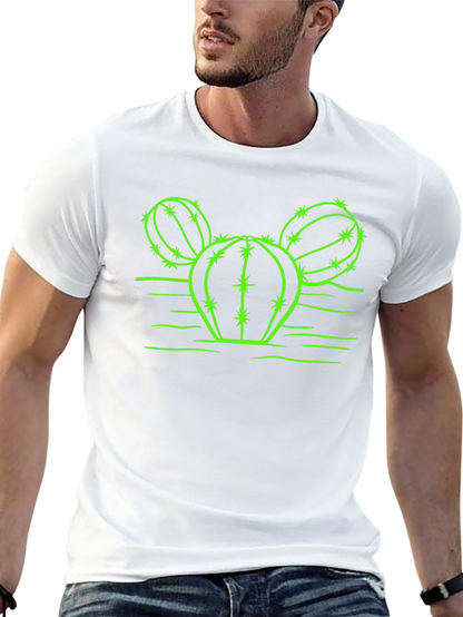Cactus Graphic T-Shirt - Neon Green Design on Black