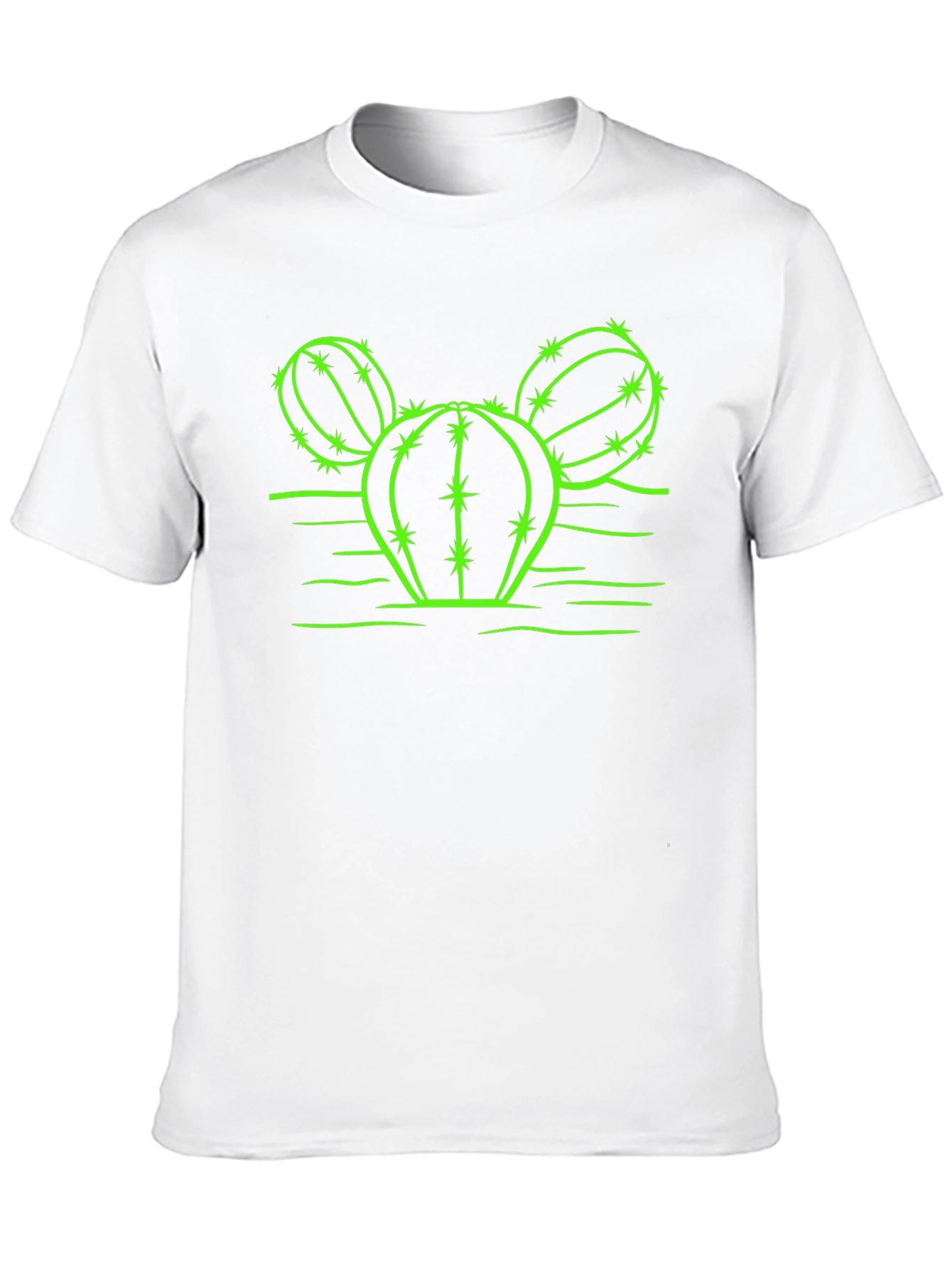 Cactus Graphic T-Shirt - Neon Green Design on Black
