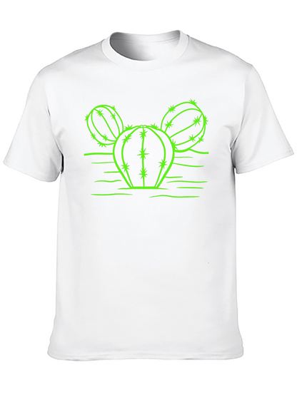 Cactus Graphic T-Shirt - Neon Green Design on Black