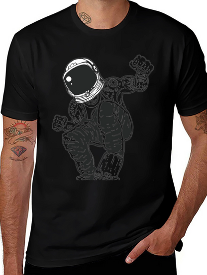 Astronaut Graphic Tee - Mens Black Cotton T-Shirt