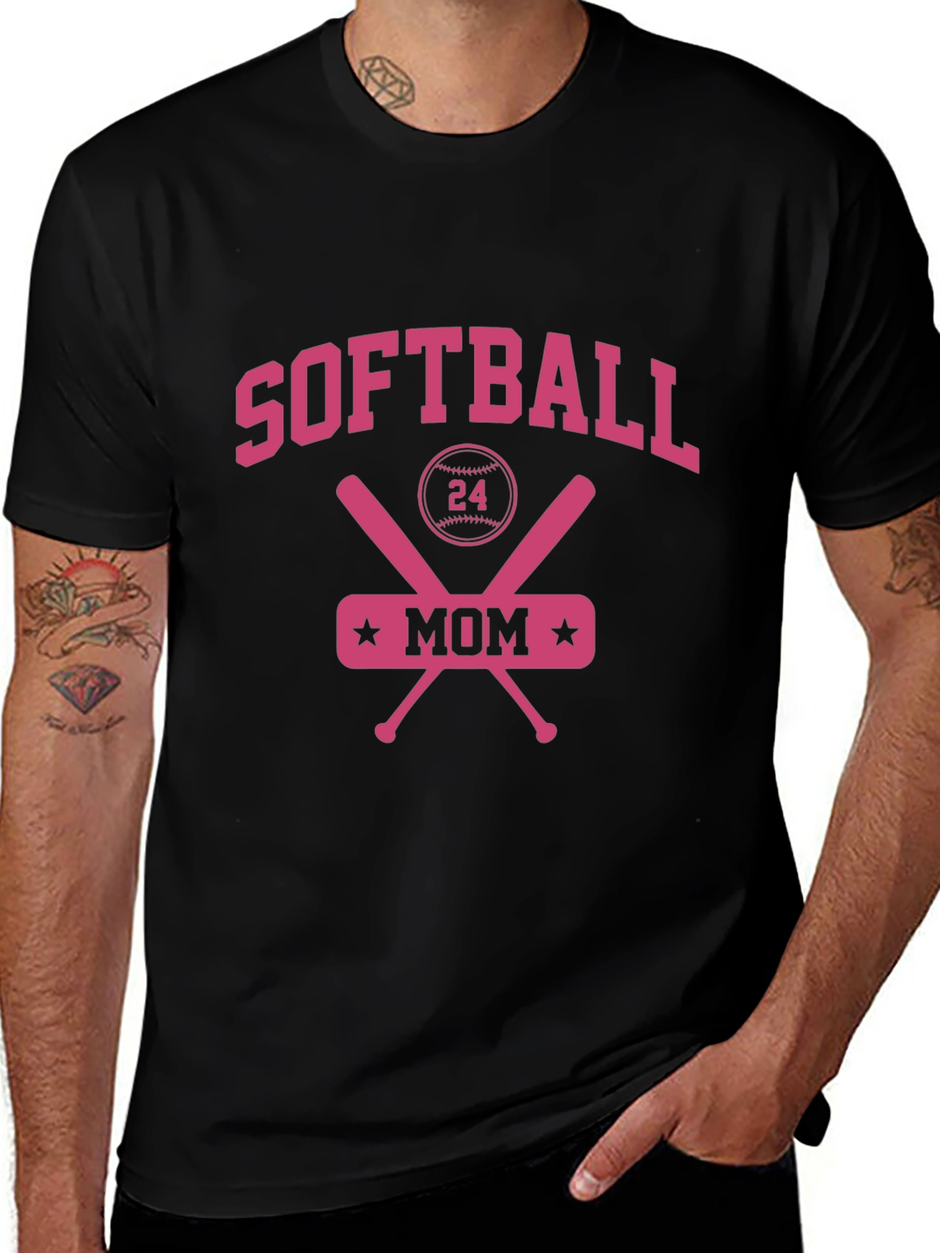 Softball Mom Tee - Baseball Crossed Bats T-Shirt