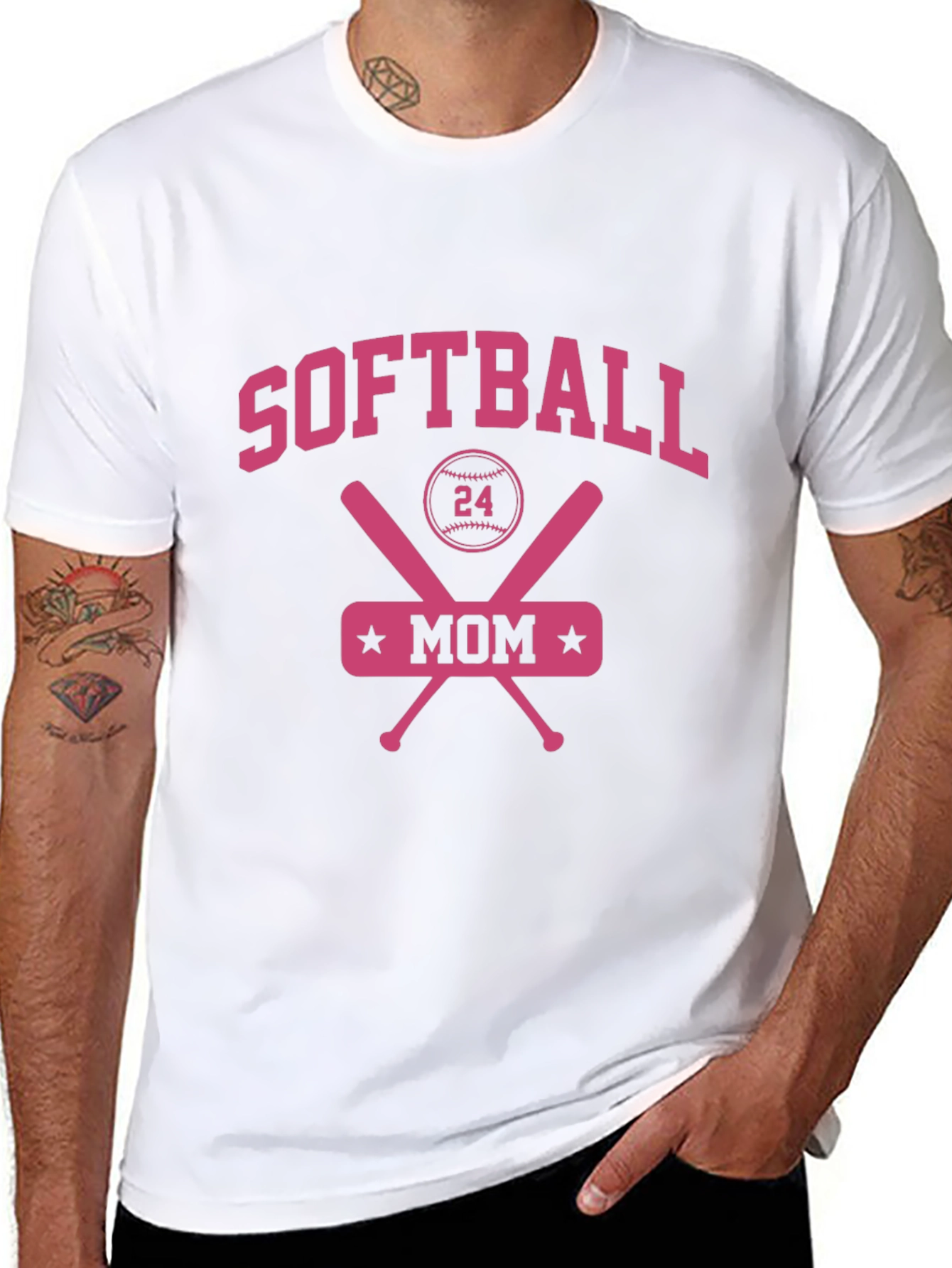 Softball Mom Tee - Baseball Crossed Bats T-Shirt