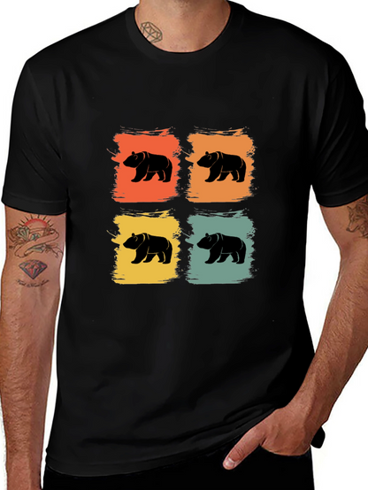 Retro Bear Graphic Tee - Mens Black T-Shirt