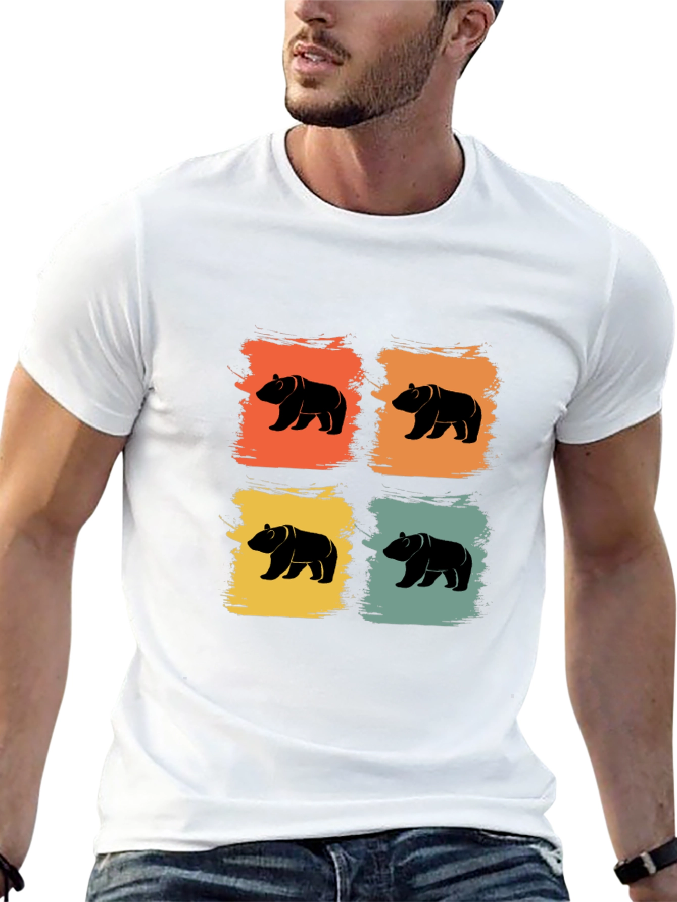 Retro Bear Graphic Tee - Mens Black T-Shirt
