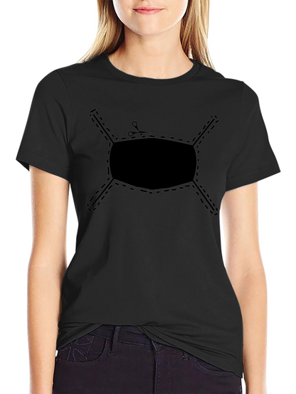 Cut-Out Face Mask Graphic Tee - Black