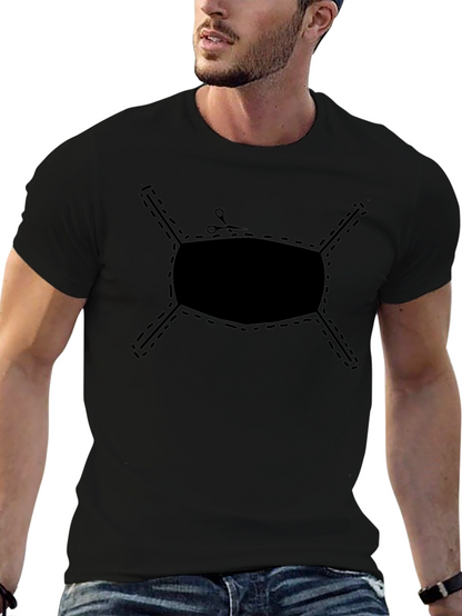 Cut-Out Face Mask Graphic Tee - Black