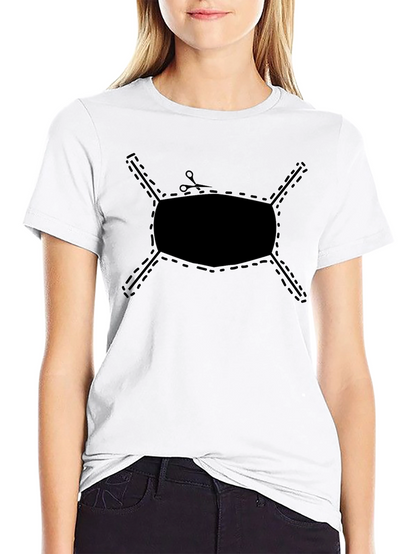 Cut-Out Face Mask Graphic Tee - Black