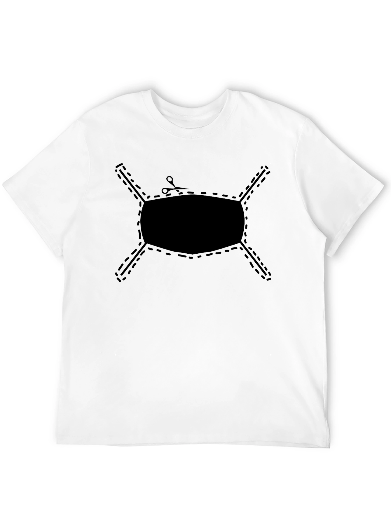 Cut-Out Face Mask Graphic Tee - Black