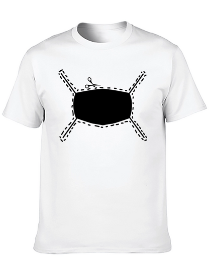 Cut-Out Face Mask Graphic Tee - Black