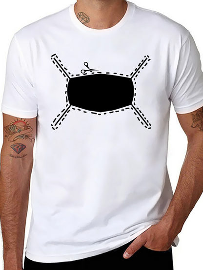 Cut-Out Face Mask Graphic Tee - Black