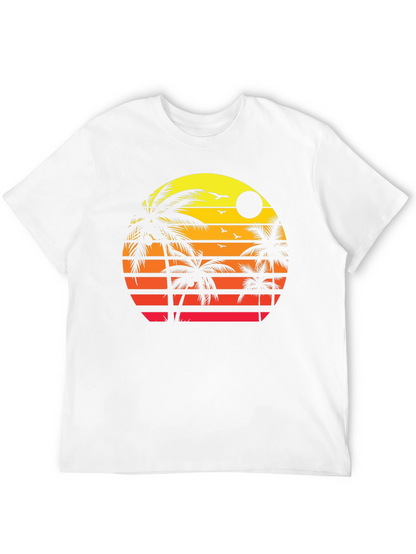 Sunset Palm Tree Graphic T-Shirt - Tropical Vibes