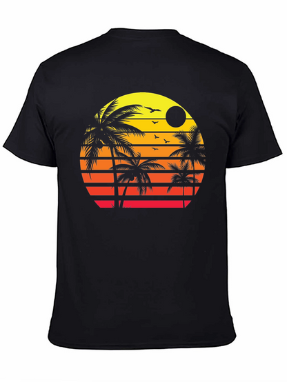 Sunset Palm Tree Graphic T-Shirt - Tropical Vibes