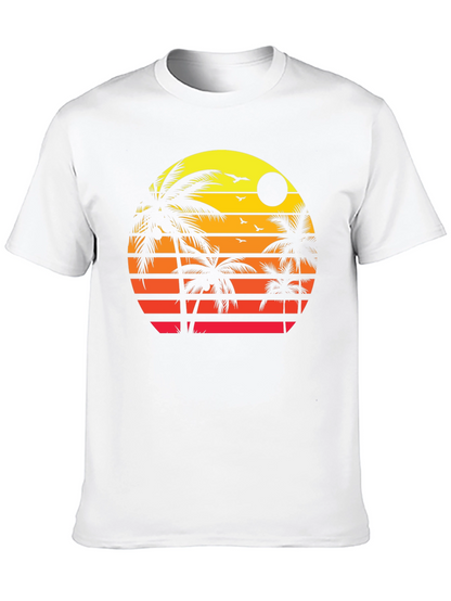 Sunset Palm Tree Graphic T-Shirt - Tropical Vibes