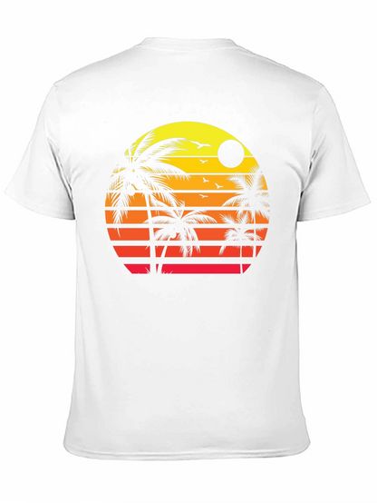 Sunset Palm Tree Graphic T-Shirt - Tropical Vibes