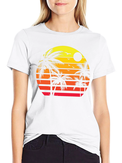 Sunset Palm Tree Graphic T-Shirt - Tropical Vibes