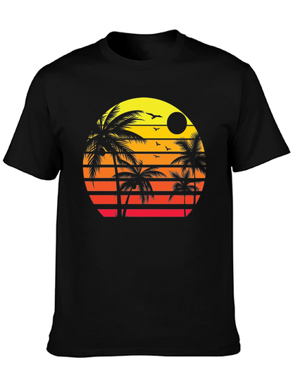 Sunset Palm Tree Graphic T-Shirt - Tropical Vibes