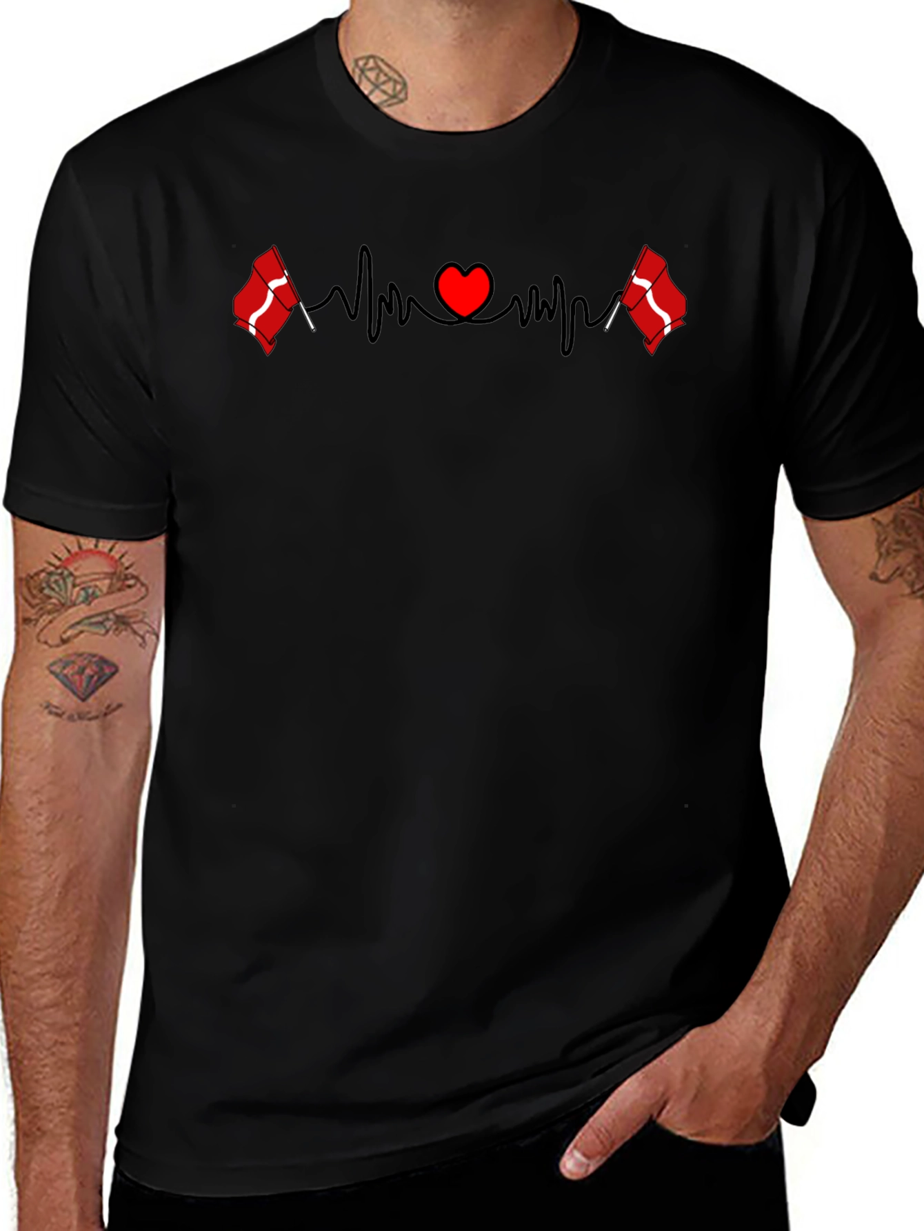 Denmark Flag Heartbeat T-Shirt