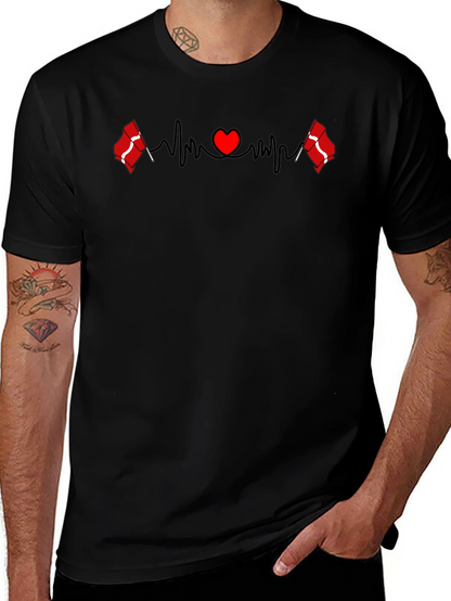 Denmark Flag Heartbeat T-Shirt