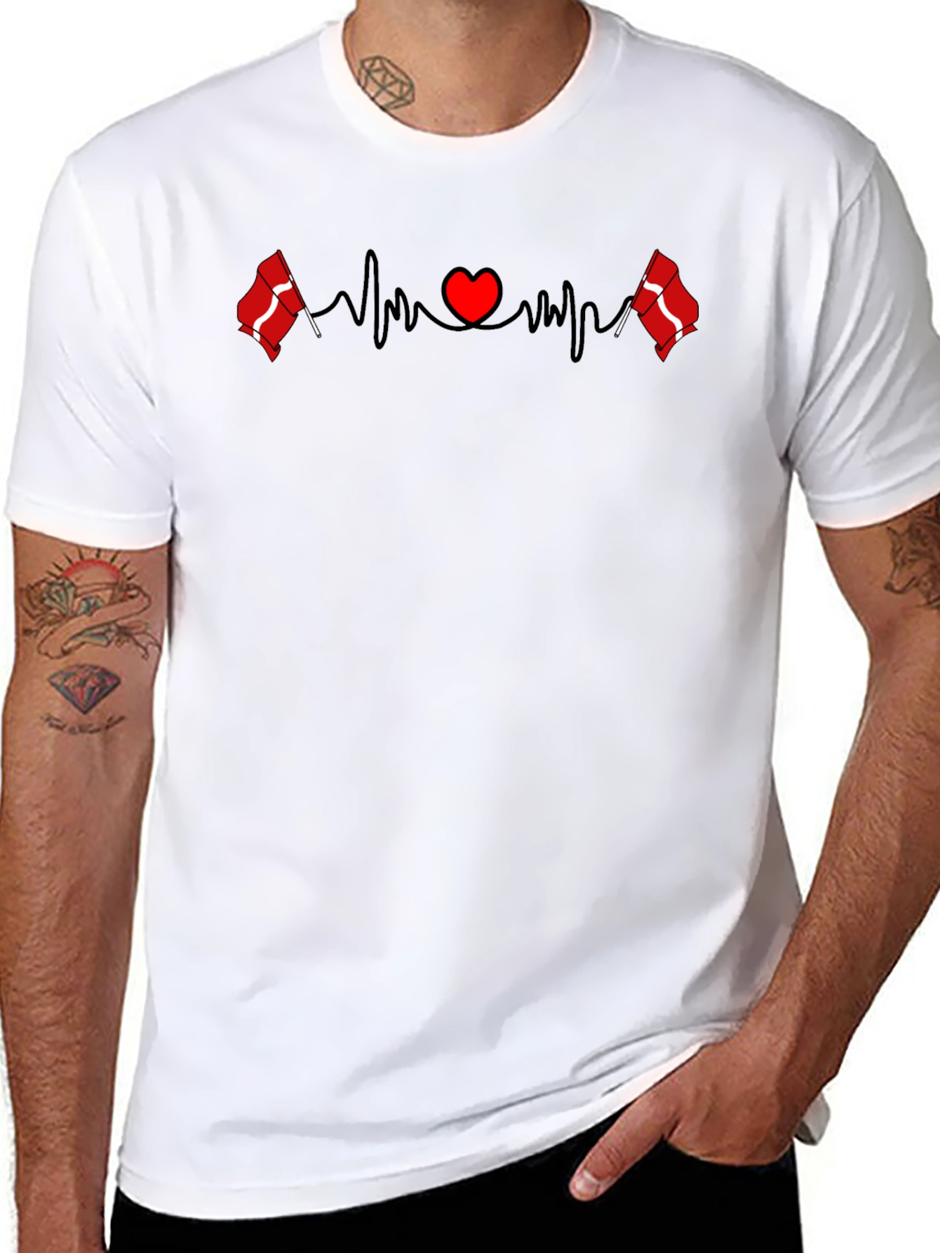 Denmark Flag Heartbeat T-Shirt